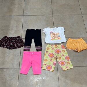 Lot of girls clothes, pink jeans, leggings, shorts, pajamas, size 19 month